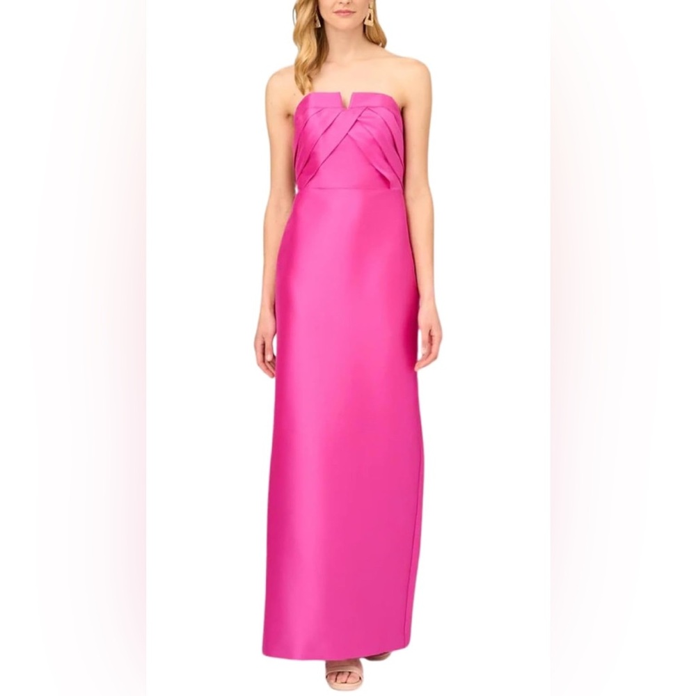 Women's Strapless Stretch Mikado Gown Magenta Size 2 NWT